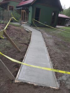 New sidewalk put in by volunteers to make the Community Centre wheelchair accessible